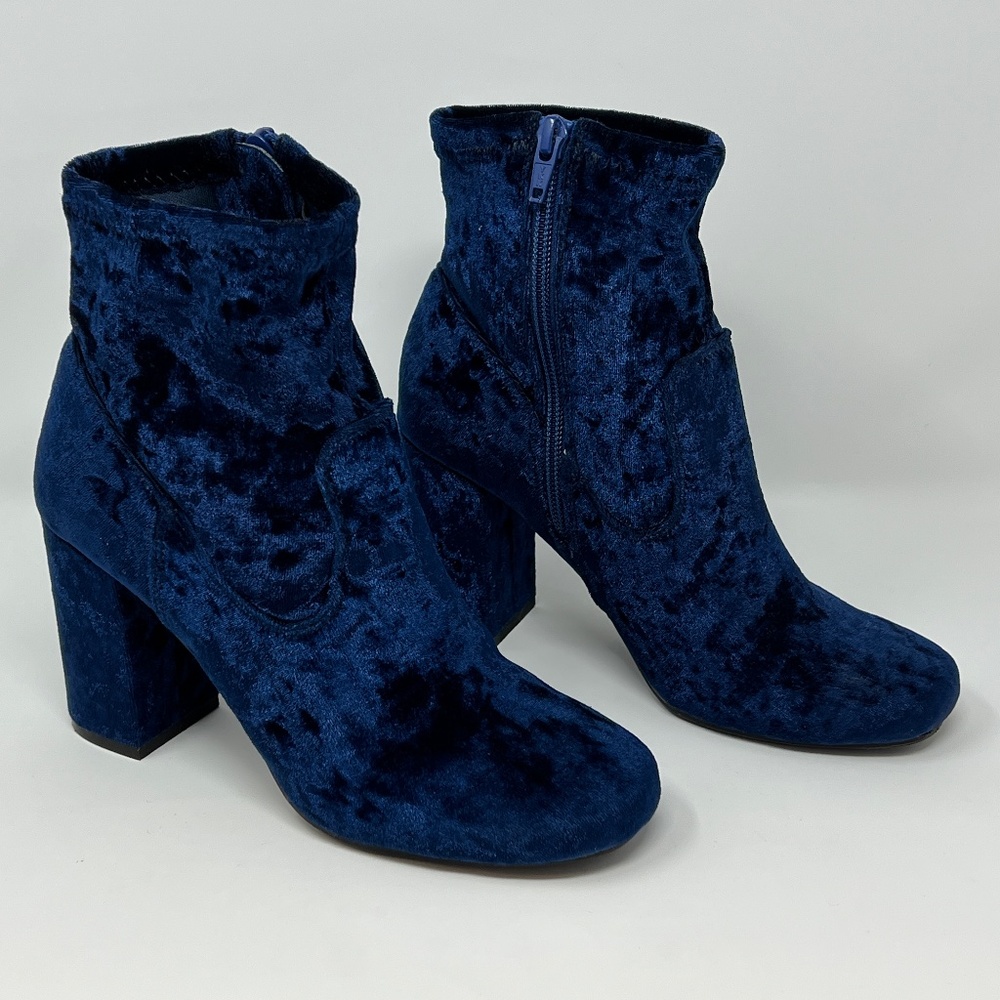 Carlos Blue Velvet Ankle Boots